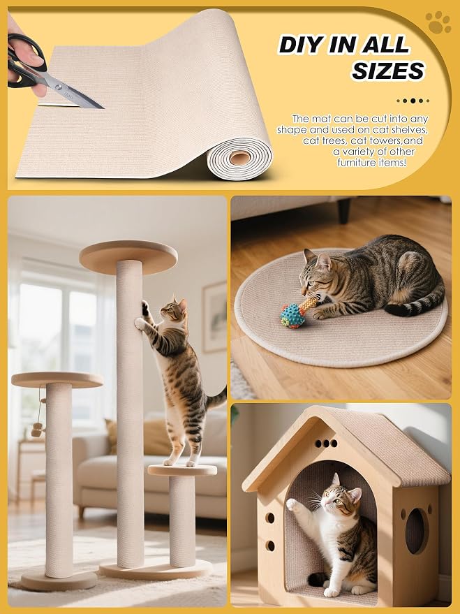 2PCS 39.4"x15.8" Cat Scratch Furniture Protector - Beige | Less claw damage, easier scratch-zone setup, worn post refresh, cleaner couch corners, softer look for cat homes