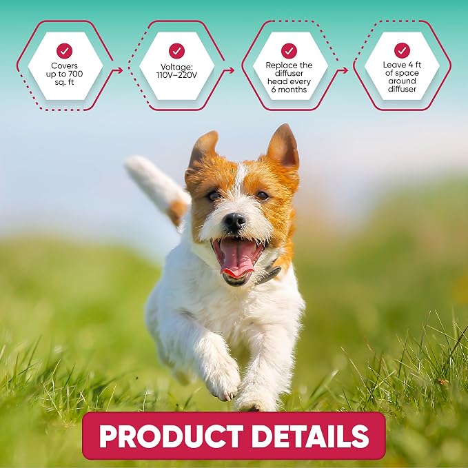 Calming Diffuser for Dog: Appeasing Dog Pheromones Calming Diffuser Plug in Kit for Separation Anxiety, Stress Chewing, Peeing Accidents, 2 Diffusers + 4 Refills (Teal)