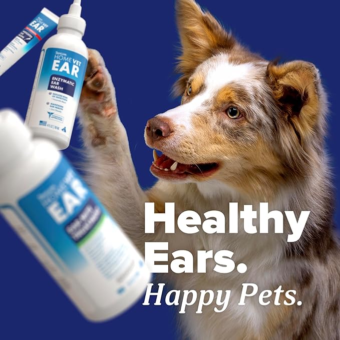 TropiClean HomeVet Medicated Ear Drops for Dogs, Vet Recommended Yeast & Fungal Treatment, Daily Dog Ear Cleaner, USA Made, 2 oz