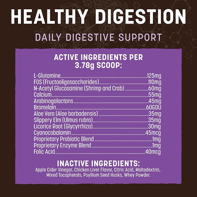 Earth Animal Apothecary Powder Supplement - Healthy Digestion Nutritional Powder for Dogs & Cats - 8 oz