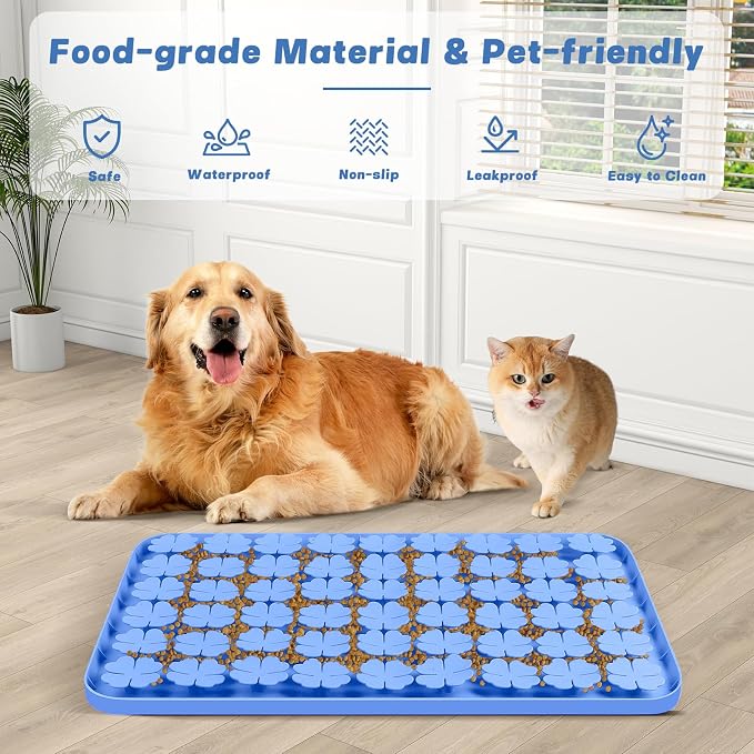 Dog Lick Mat, 23.6"x 15.7" Large Silicone Snuffle Mat with Suction Cups, Slow Feeder for Small Medium Large Dogs Slow Eating, Boredom Reducer (Blue)