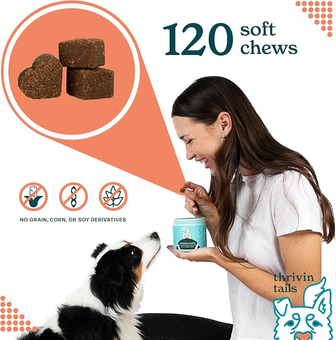 Bacon-Flavored Calming Chews for Dogs: Melatonin Dog Anxiety Relief Treats, Perfect Sleep Aid, Stress Relief During Fireworks, Storms, Thunder, Barking 120 Count