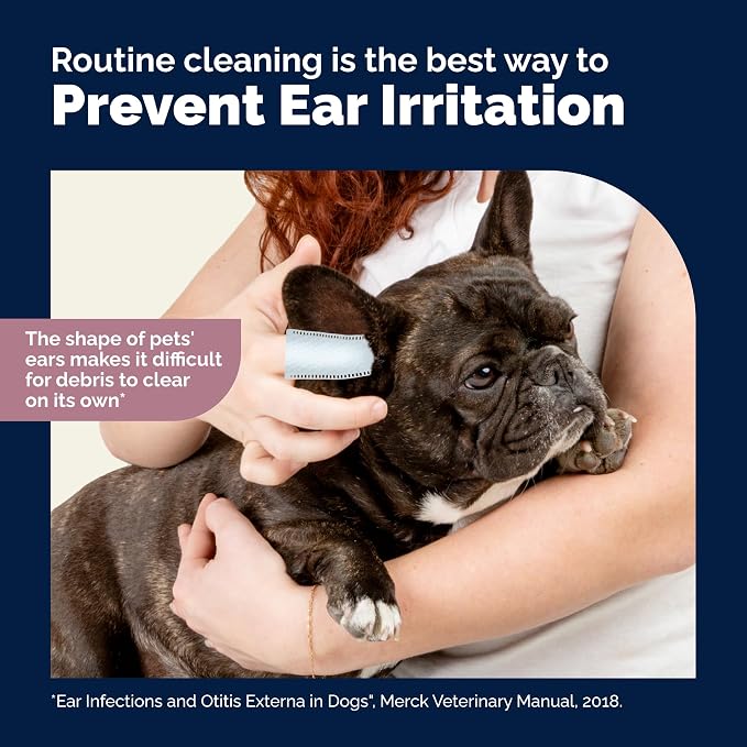 Vetnique Oticbliss Dog Ear Wipes, Cat & Dog Finger Mitt Ear Cleaner, Cleaning & Deodorizing Wipes for Dogs, Cats & Puppies, Remove Ear Wax, Dirt & Odor, Aloe for Itchy Ears (Fingermitt Wipes)