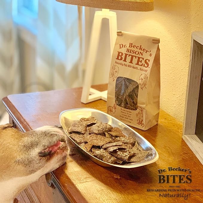 Dr. Becker's Bison Bites | 100% Pure Meat Protein | Grain Free Liver Training Treats for Dogs & Cats, 5 oz (Pack of 3)