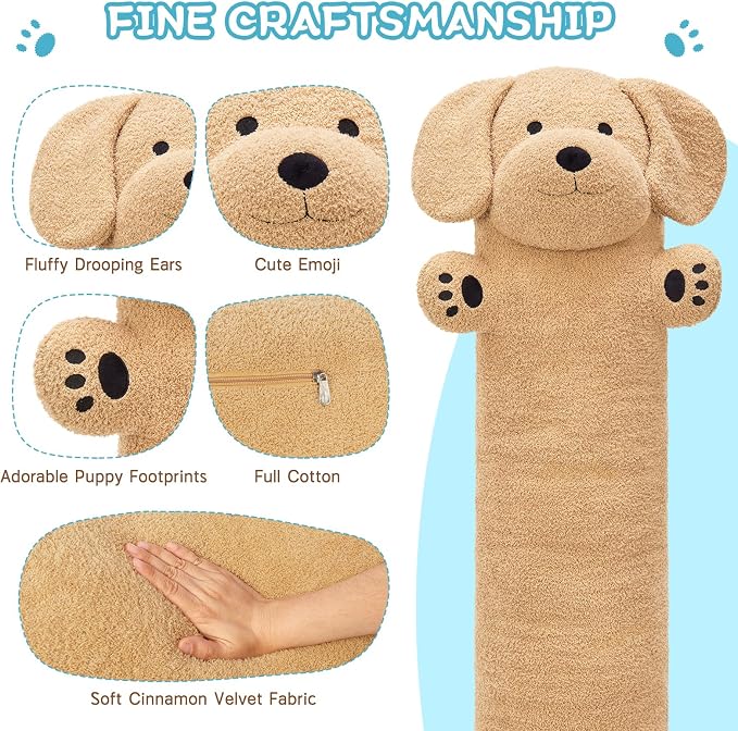Muiteiur 43.3 Inch Long Dog Plush Pillow, Golden Retriever Dog Stuffed Animal with Big Ears, Soft Hugging Body Pillow, Gift for Kids, Girlfriend