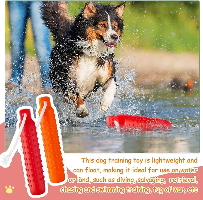Blueweenly 8 Pcs Dog Bumper Toy for Water Retrieving Plastic Puppy Training Dummy Dog Float Toy Lightweight for Float on The Water Pool Outdoor Training Hunting Fetching (Orange and Red)