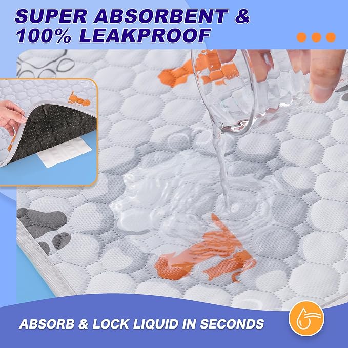 WanpeeGoo Washable Pee Pads for Dogs, 2 Pack Absorbent Reusable Training Dog Pads Pet Puppy Pads, Non-Slip Potty Pads for Whelping, Playpen, Crate, Bed, Orange, 32"x63"