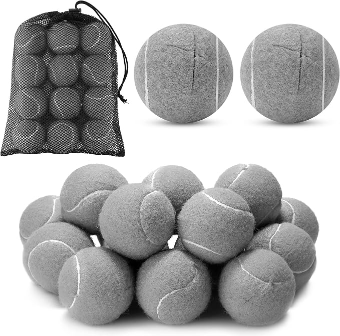 Macarrie 12 Pcs Precut Tennis Balls for Chairs Glide Balls Bulk Chair Leg Floor Protectors Chair Foot Covers with Storage Bag for Furniture Leg Floor Protection