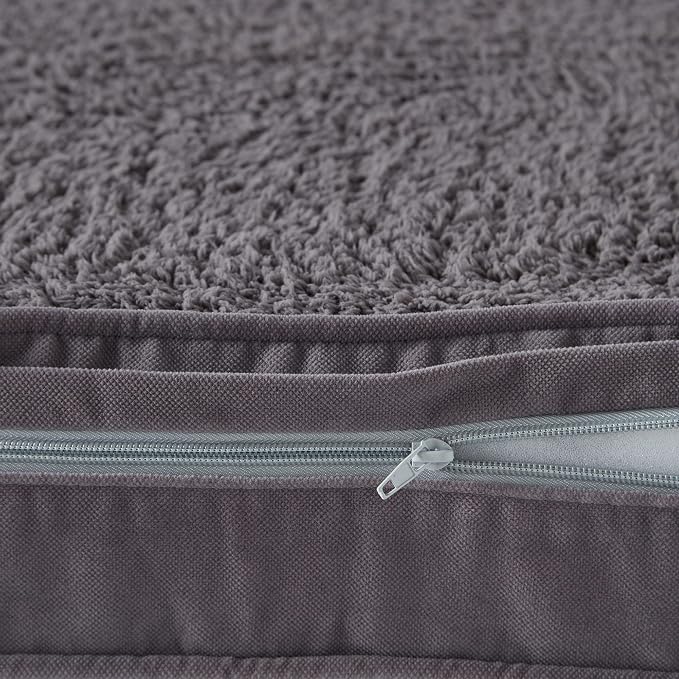 Happy Hounds Oscar Rectangle Orthopedic Foam Sherpa Dog Bed, Medium (42 x 30 in.), Pewter