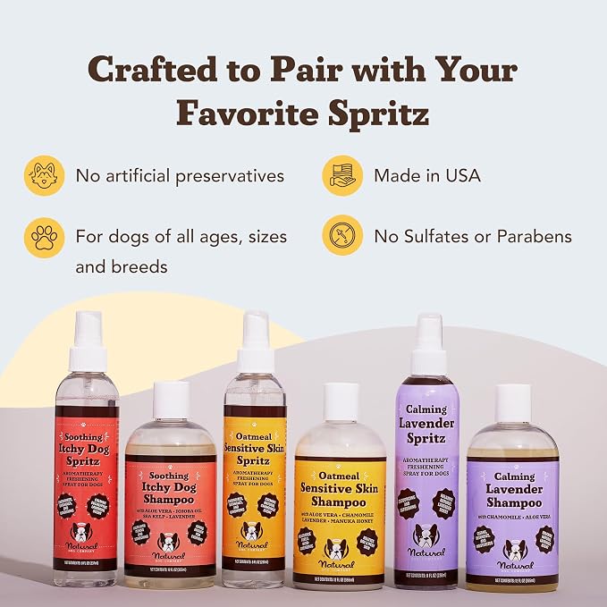 Natural Dog Company Calming Lavender Dog Shampoo – Hypoallergenic Deodorizing Wash for Smelly Dogs, Gentle Moisturizing Formula with Aloe Vera & Chamomile, 12 oz