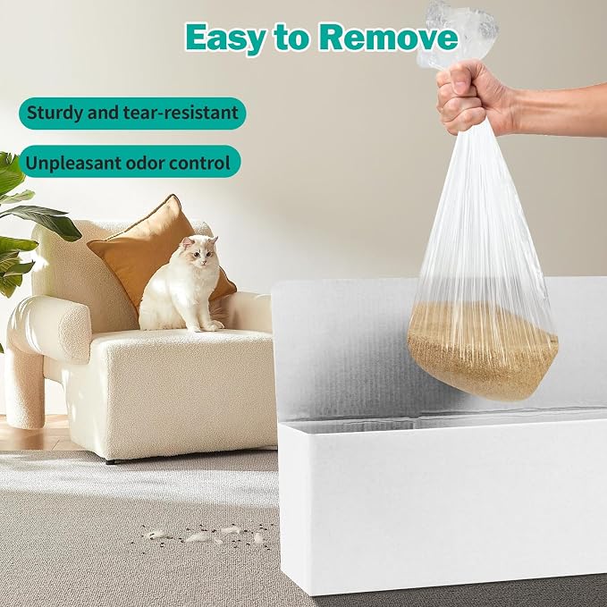 Trash Bags Compatible with Popur X5 Litter Box - with Elastic Band, Thickened Design for Popur X5 Self-Cleaning Cat Litter Box/Home Trash Bags (100 Pcs)