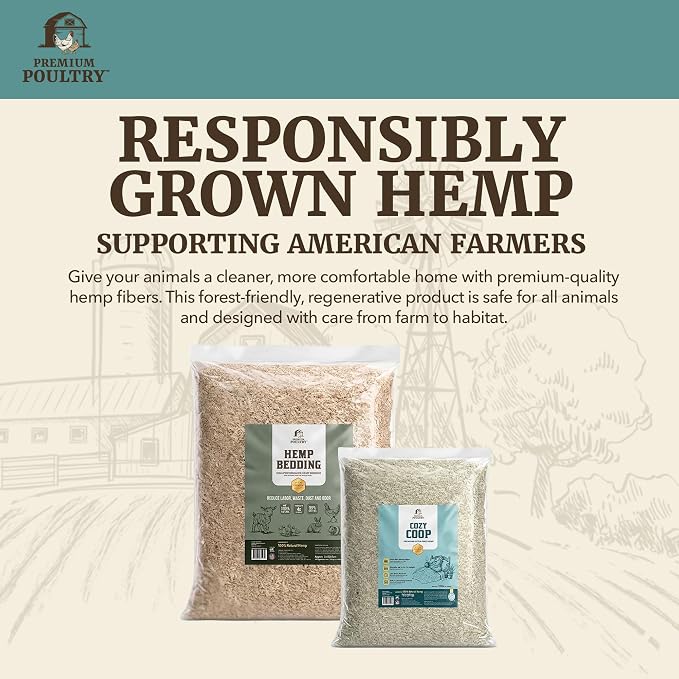 Cozy Coop Premium Siftable Hemp Bedding for Chicken Coop & Small Animals, Super Fine Low Dust Absorbent Hemp Bedding, Made in USA for Deep Litter, Nesting Boxes & Brooders, 10lb