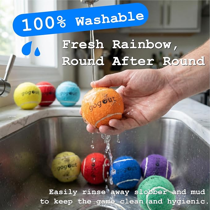 Squeaky Fetch Balls for Dogs, Rainbow Set Dog Toy, Multicolor Tennis Balls for Dogs, 12 Count Gift-Ready Dog Ball Box, 2 Inch Small