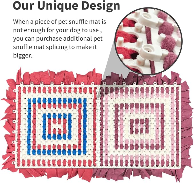 LIVEKEY Pet Snuffle Mat for Dogs, Dog Feeding Mat, Nosework Training Mats for Foraging Instinct Interactive Puzzle Toys (Red&Blue&White)