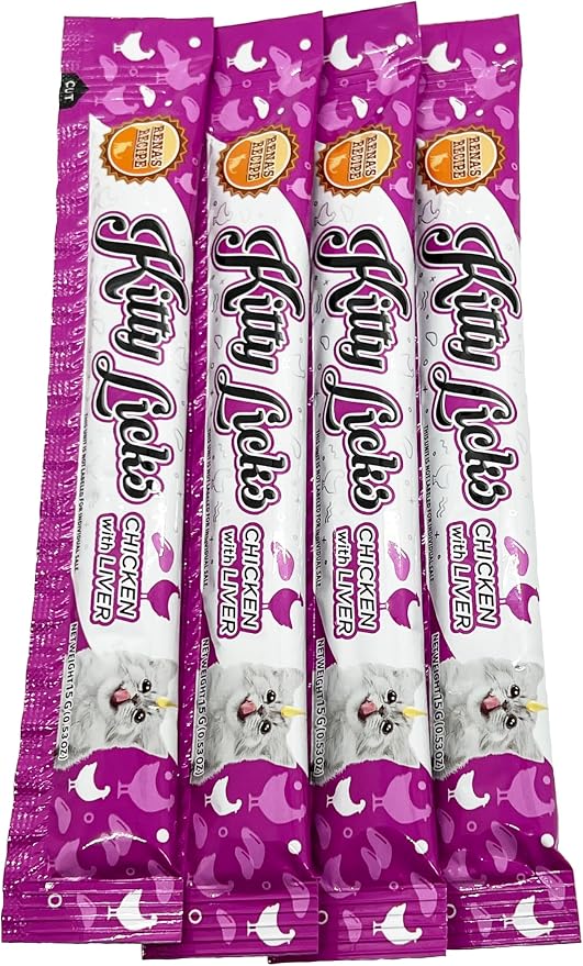 Rena's Recipe Kitty Licks Lickable Cat Treats, Chicken Variety Pack, 60 Tubes