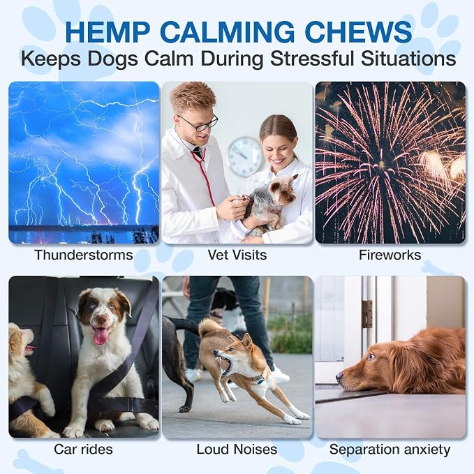 Calming Chews for Dogs - Advanced Неmр Dog Calming Chews- Anxiеty Rеlief Treats for Composure, Separation, Barking, Thunderstorms, Stress Rеlief - Hiр and Jоint Supplement -180 Soft Treats
