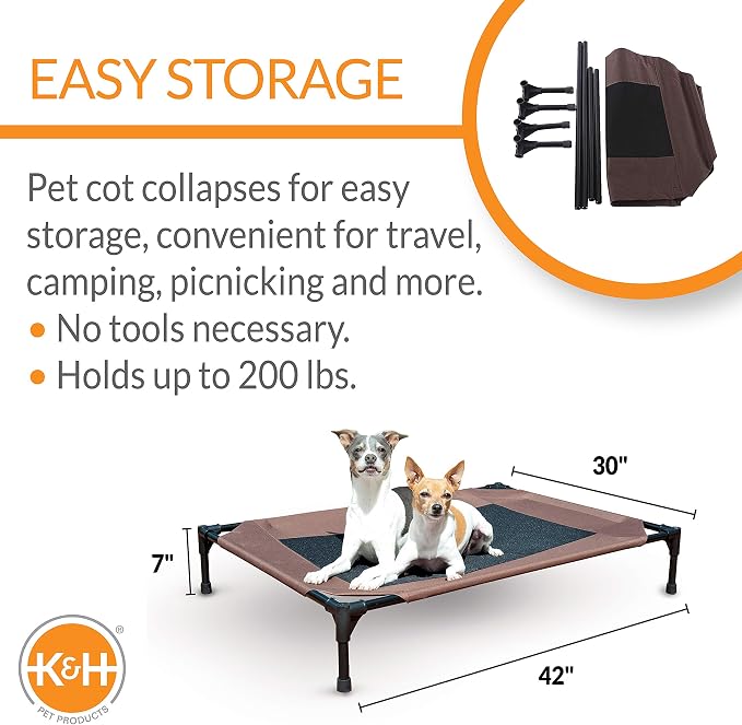 K&H Pet Products Original Elevated Pet Cot Tan with Microfleece Pad