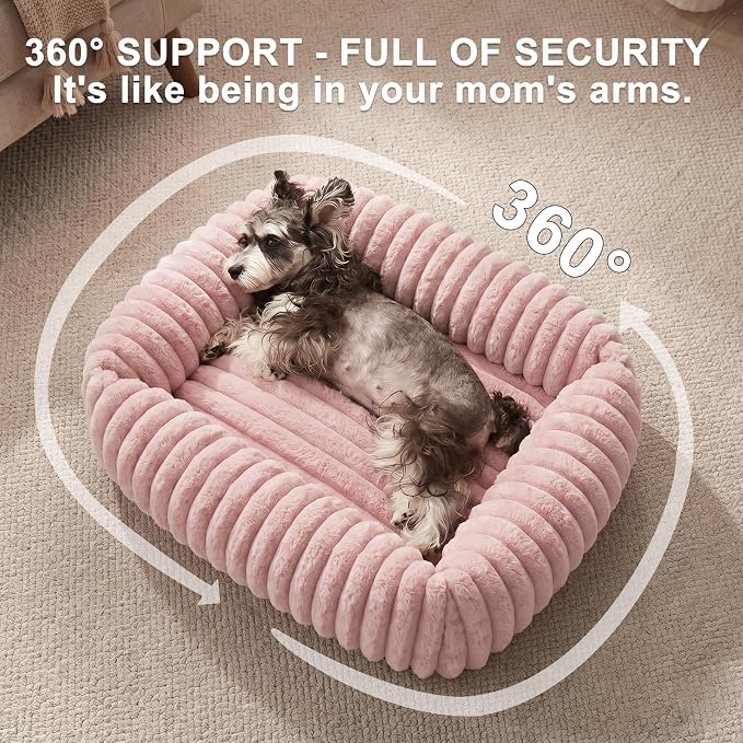 FURTIME Dog Bed for Small Medium Dog, Washable Orthopedic Pet Bed with Removable Cover, Rectangle Soft Calming Sleeping Puppy Bed Durable Pet Cuddler with Anti-Slip Bottom