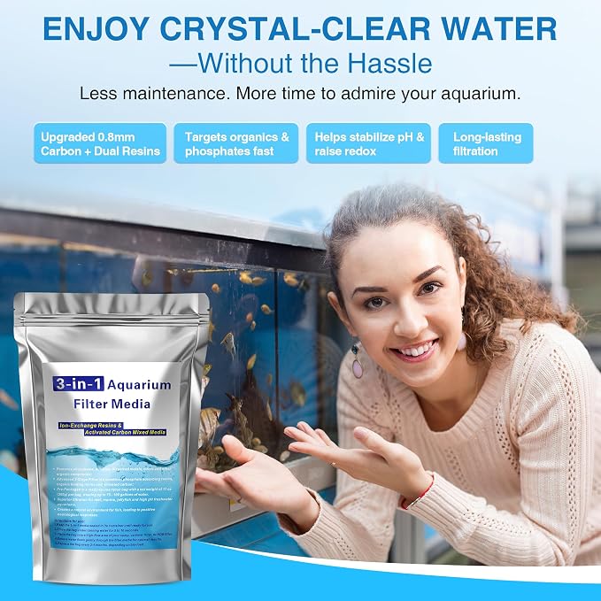 11 oz Bulk (2 Pack) Aquarium Filtration Media, Extruded Carbon & Ion Exchange Resin in Nylon Bags, Treats 75-100 Gallons Per Bag, Removes Phosphates & Metals for Reef, Jellyfish & High pH Aquariums