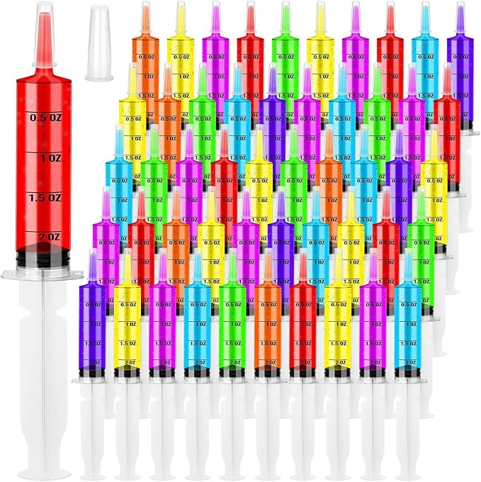 50 Pack 2 OZ Syringes with Catheter Tip and Cap Plastic Large Syringes for Liquids, Jello shot Party, Medicine Student, Oral, Scientific Labs, Measuring, Dispensing, Home Care