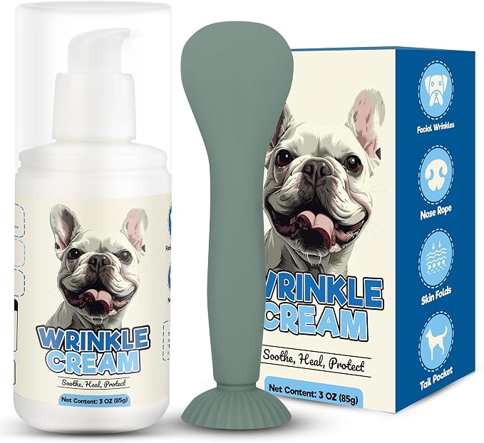 Dog Wrinkle Cream 3 Oz for Bulldogs' Face, Tail Pockets, Paws | Dog Wrinkle Care for Frenchies & Pugs - Moisturizing Balm For Gentle Sensitive Skin Care
