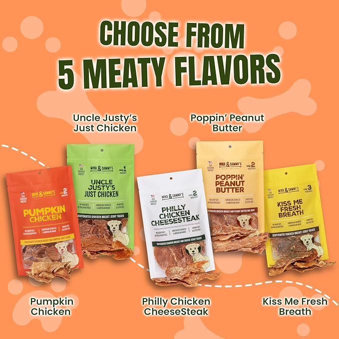 Gourmet Chicken Jerky Dog Treats Made in The USA. Cage-Free, No additives (Pumpkin Chicken 5 0z)