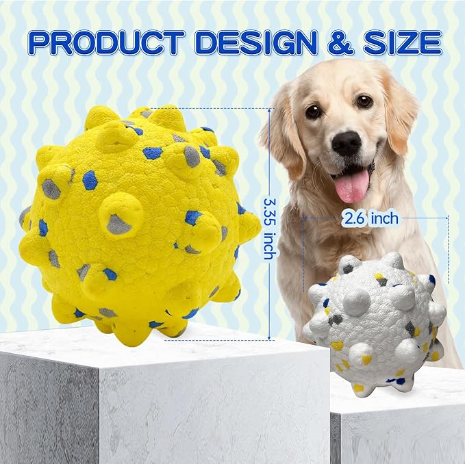 2 Pcs Tough ETPU Dog Balls for Aggressive Chewers - Bouncy, Interactive Floating Chew Toys for Fetch & Water Play with Medium Large Dogs