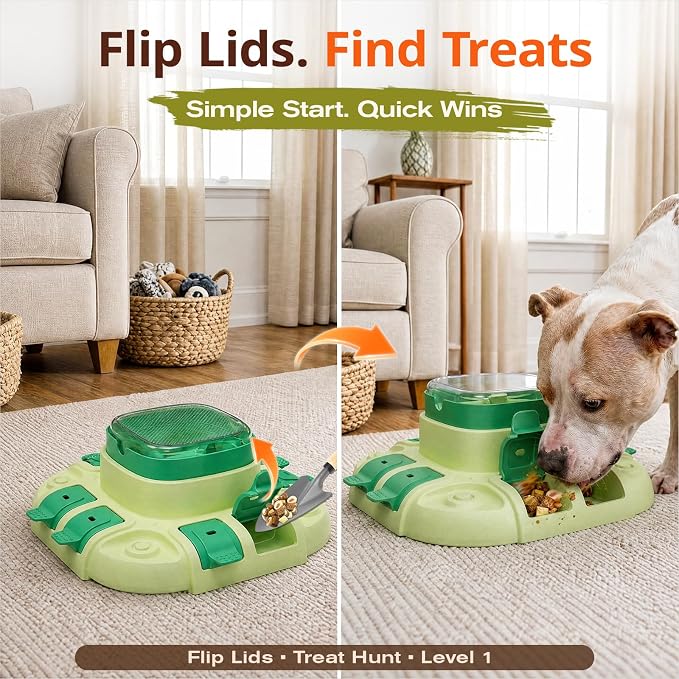KADTC Dog Puzzle Toy, 2 Levels of Challenge, Push-to-Release Treat Dispenser, Slow Feeder & Mental Stimulation Enrichment Toy for Small Medium Large Dogs