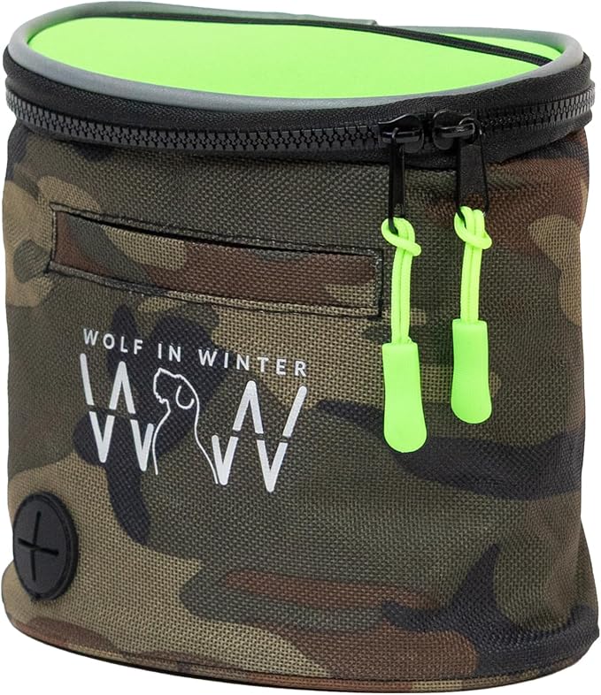 Quickdraw Dog Treat Pouch – Training Bag with Poop Bag Dispenser, Clicker Holder and Waist Belt – Hands-Free, Reflective and Durable for Dog Training and Hikes (Light Green/Camo)