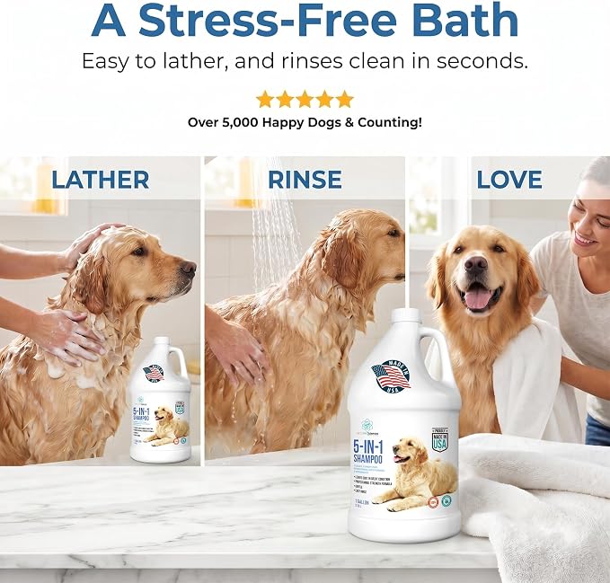 Gallon Bottle - 5 in 1 Dog Shampoo - Groomers Choice - Made in The USA