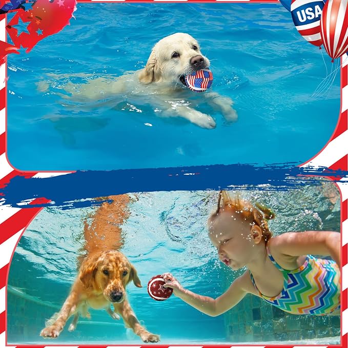 Libima 36 Pcs Dog Tennis Balls 2.5 Inches Toy Ball for Small Medium Large Dogs Durable Teething Chew Toys for Aggressive Dogs Exercise Training Catching, 3 Styles (4th of July)
