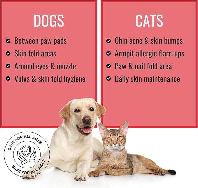 NOVEHA Pet Wipes - Formulated Pet Wipes - for Facial and Finger Folds, Underarms - 3" x 2" Size (300 Counts)