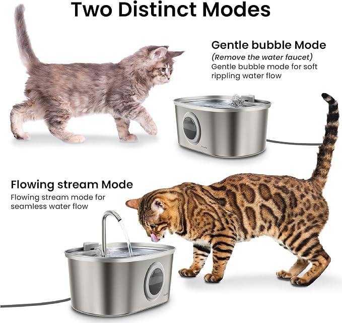 PawsPik SS-01 Stainless Steel Faucet-Design Cat Fountain 108.2 oz.