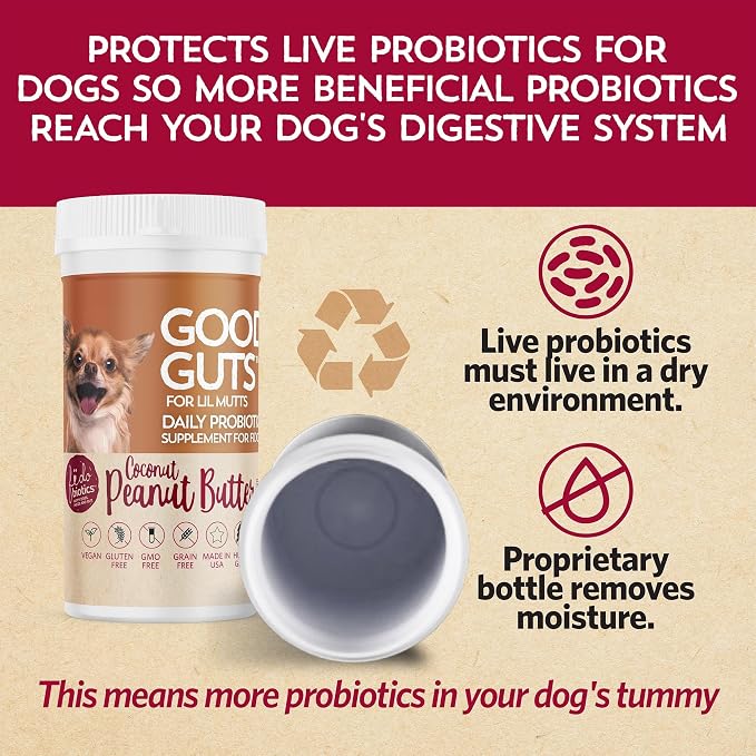 Fidobiotics Good Guts Probiotics for Dogs – Dog Probiotic Powder for Digestive Health, Gas Relief & Firmer Stools, 3B CFUs, Enzymes & Prebiotics, Small Dogs, Puppies & Adults