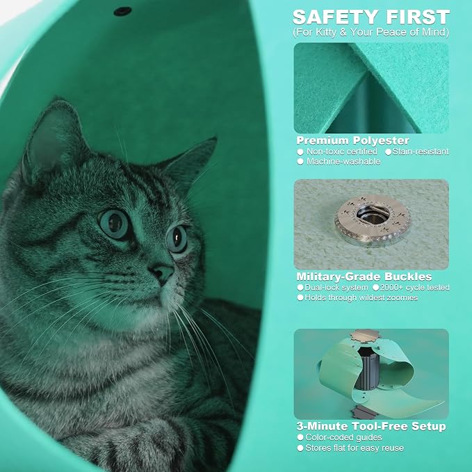 Cat Tunnel, Cat Cave for Indoor Cats Bed,Scratch Resistant Cat Toys for Medium Large Cats Hide and Seek Toy (Sky Cyan)