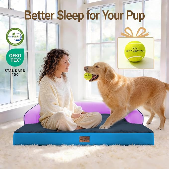 Comfort Expression Memory Foam Dog Bed - Orthopedic Pet Bed for Big Dog Waterproof Pet Couch Memory Foam Sofa Bolster with Removable Cover - 36 x 27