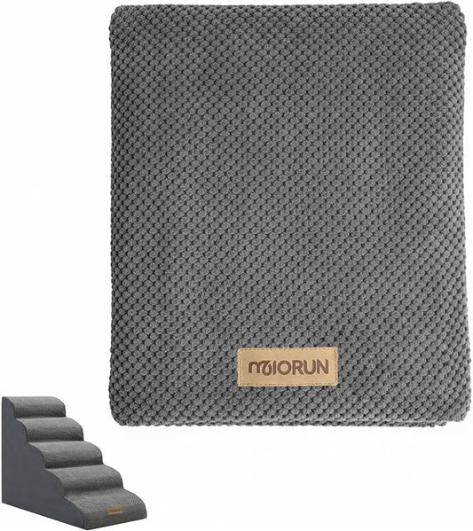 Cover for Miorun Dog Stairs for High Beds Up to 30", Extra-Tall 5-Step Dog Steps for Bed, 24.5" Tall Foam Pet Stairs for Small & Medium Dogs, Washable Cover for Gentle Slope Cat Ramp for Bed, Gray