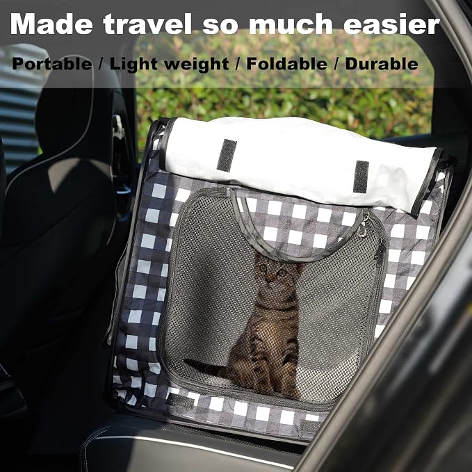 Pop up Large Cat Carrier, 30'' L Kennel Soft Crates with Portable Mini Cat Carrier,Travel Littler Box, Mattress,Food Bowl,4 Stakes and Carry Bag