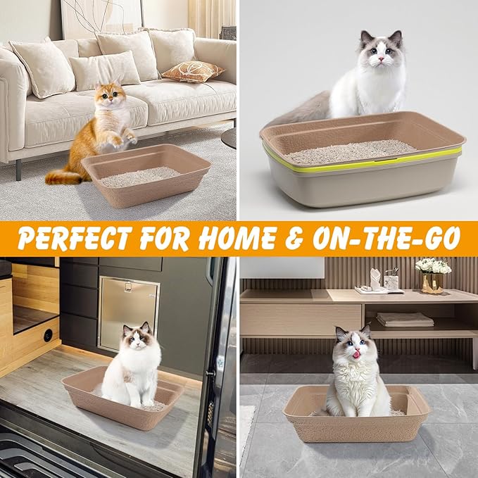 ondware Disposable Cat Litter Box(9-Pack), Large Litter Boxs for Travel Home Use(16.7 x 13.4 x 4 in)