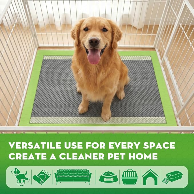 CROCI Pee Pads for Dogs, 30"x36" XXL Puppy Pads, 2X Odor-Control with Charcoal & Bamboo Material, 4-Corner Adhesive Tabs, Super Absorbent & Leak-Proof (40 Counts)