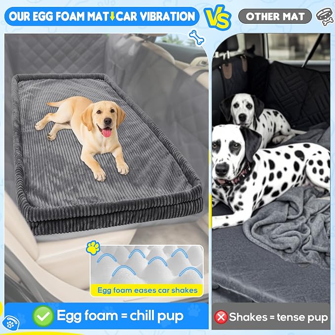 Dog Car Bed, Non-Slip Backseat Extender Pet Mat, Removable Washable Dog Bed for SUVs, Sedans & Trucks, Anti-Slip Travel Bed for Dogs, Easy Clean & Scratch-Proof & Comfort 56" Lx28.7 M×2" H Dark Gray
