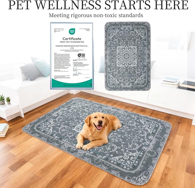 Homimp Washable Pee Pads for Dogs, 2 Pack Reusable Puppy Pads Waterproof, Absorbent and Leakproof Dog Pee Pads, Non Slip Puppy Training Pads, Pet Mat for Floor, Crate, Couch, Whelping,Grey, 36"x41"