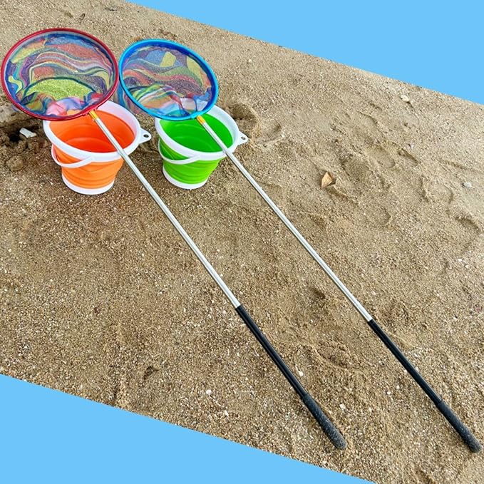 Fishing Nets with Bucket Fishing Retractable Landing Net Lightweight Aluminum Pole with Non-Slip Handle for Catch and Release and Release Frogs Butterfly Youth Outdoor