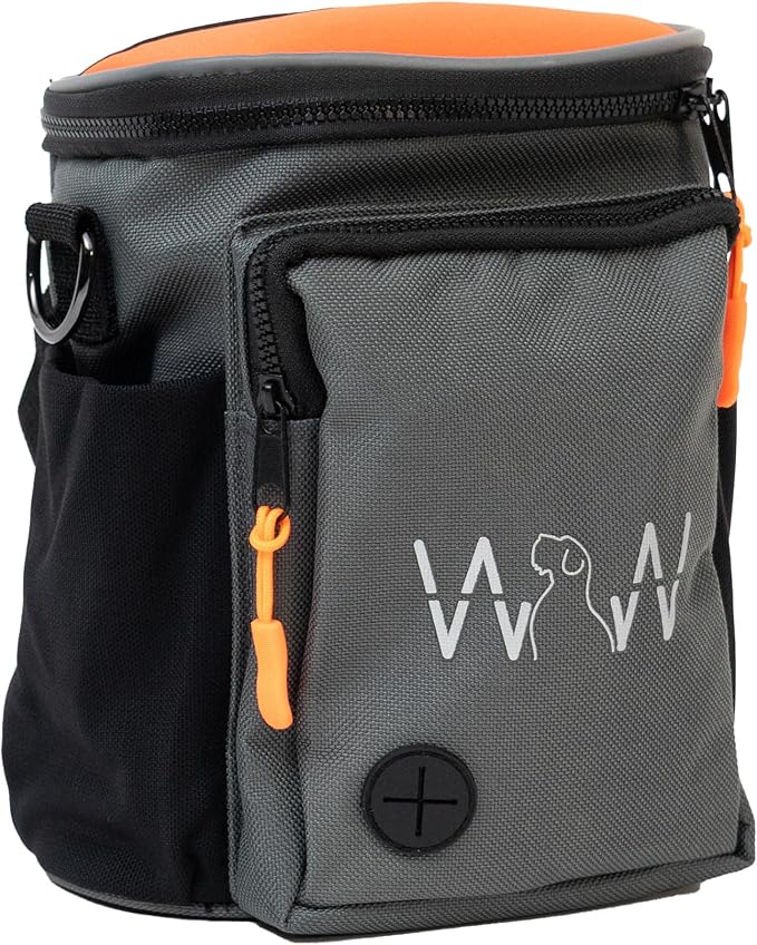Quickdraw XL Dog Treat Pouch – Multipurpose Training Bag with Waste Bag Dispenser, Phone Pocket, Water Bottle Holders and 3-Way Strap – Durable and Reflective (Orange)