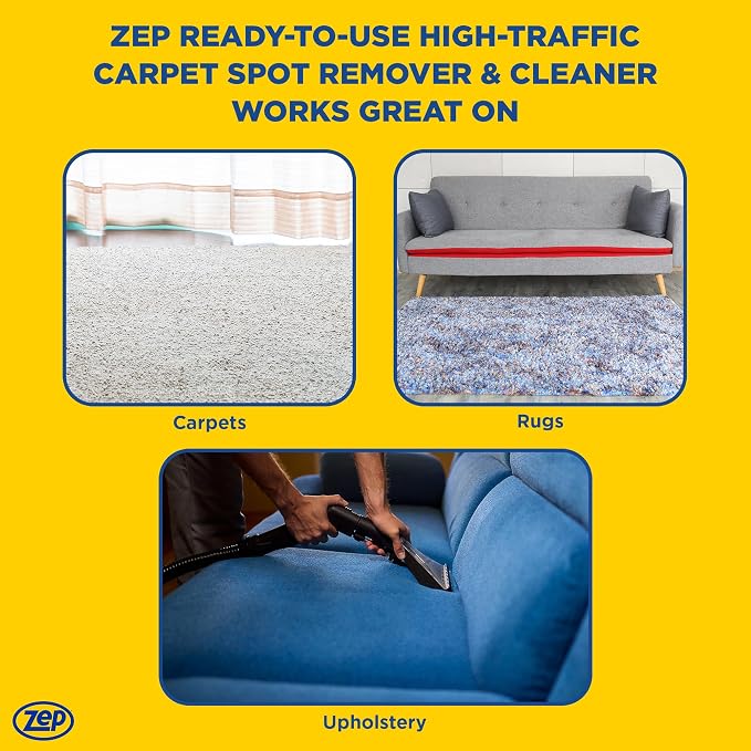 Zep High Traffic Carpet Cleaner - 32 Ounces (Case of 12) ZUHTC32 - Penetrating Formula Removes Deep Stains. Make High-Traffic Areas Look New Again