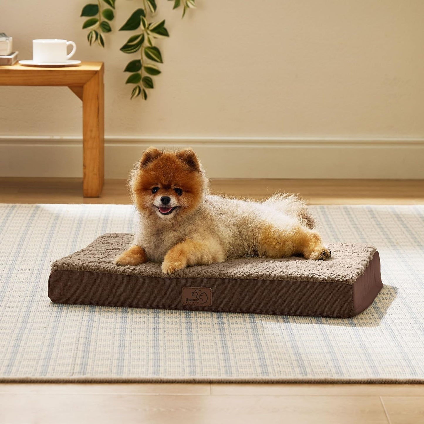 Bedsure Dog Bed for Small Dogs - Orthopedic Flat Puppy Beds with Removable Washable Cover, Egg Crate Foam Pet Mat, Suitable for Pet Up to 20 lbs