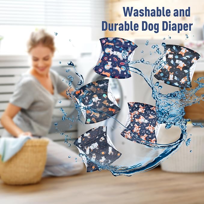 Dog Diapers Male 5Pack,Reusable Leakproof Pet Soft Dog Belly Band Wraps,High Absorbency Male Dog Diaper,Wider Washable Belly Band for Doggy Incontinence and Puppy Training