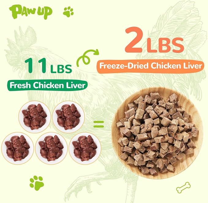 PAWUP Freeze Dried Chicken Liver Pet Treats, Freeze Dried Duck Treats for Cats Dogs, Rawhide Free Freeze-Dried Raw Food Topper, High Protein