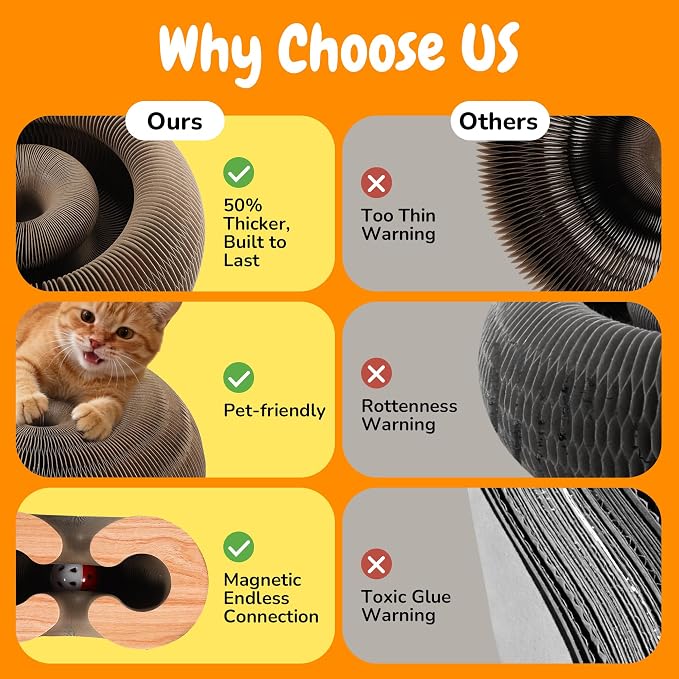 Cat Scratching Pads, C-Shape Magic Organ Interactive Cat Toy, Reversible Cat Scratch Furniture Protector, Brown Routine, 2 Pcs
