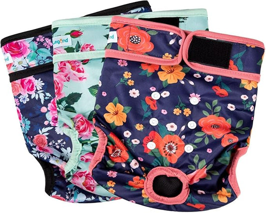 Paw Legend Washable Reusable Female Dog Period Diapers for Heat Doggie Puppy Diapers for Female Dogs (3 Pack,X-Small)